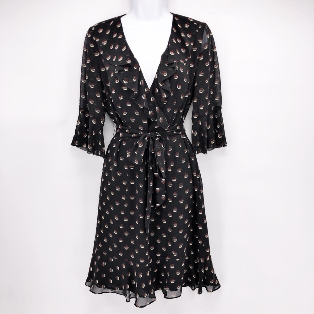Ann Taylor Loft Size 4 w/ Tie & Ruffled‎ Details 3/4 Sleeves Professional Dress
